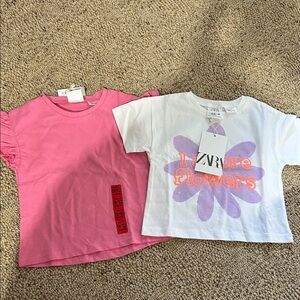 Zara Kids Pink and White Floral Tees